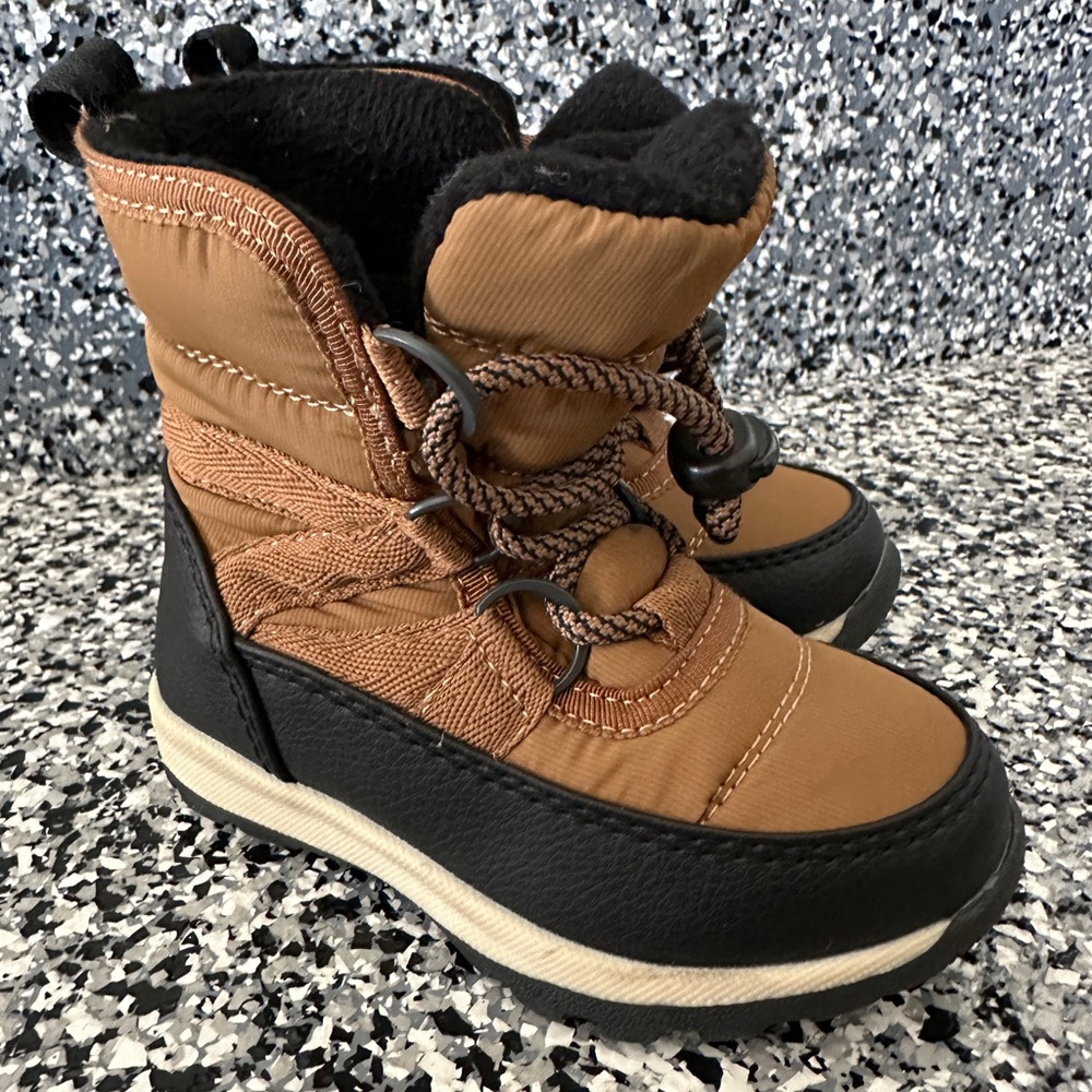 Kids Tan and Black Winter Boots